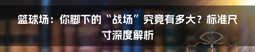 篮球场：你脚下的“战场”究竟有多大？标准尺寸深度解析