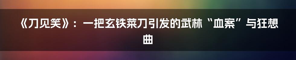《刀见笑》：一把玄铁菜刀引发的武林“血案”与狂想曲