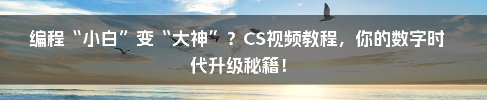 编程“小白”变“大神”？CS视频教程，你的数字时代升级秘籍！