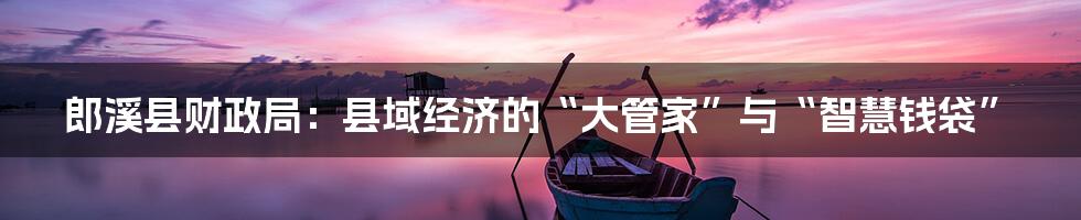 郎溪县财政局：县域经济的“大管家”与“智慧钱袋”