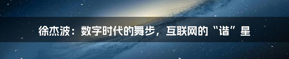 徐杰波：数字时代的舞步，互联网的“谐”星