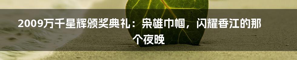 2009万千星辉颁奖典礼：枭雄巾帼，闪耀香江的那个夜晚