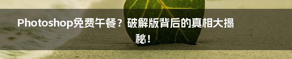 Photoshop免费午餐？破解版背后的真相大揭秘！