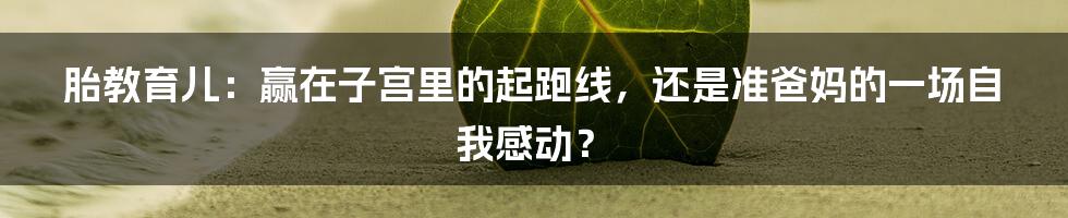胎教育儿：赢在子宫里的起跑线，还是准爸妈的一场自我感动？