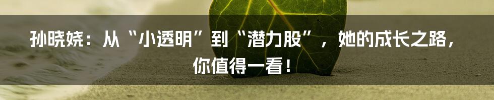 孙晓娆：从“小透明”到“潜力股”，她的成长之路，你值得一看！