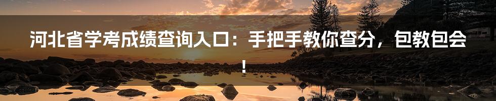 河北省学考成绩查询入口：手把手教你查分，包教包会！