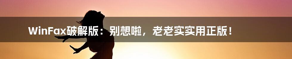 WinFax破解版：别想啦，老老实实用正版！