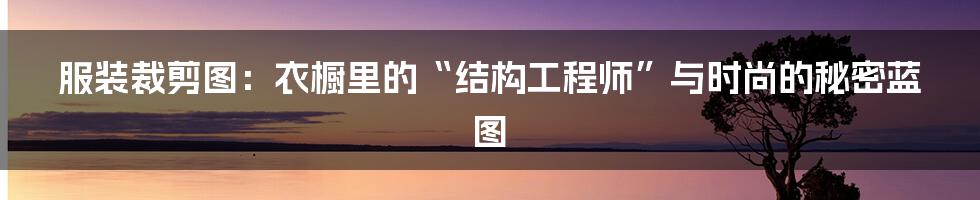 服装裁剪图：衣橱里的“结构工程师”与时尚的秘密蓝图