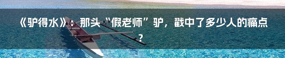 《驴得水》：那头“假老师”驴，戳中了多少人的痛点？