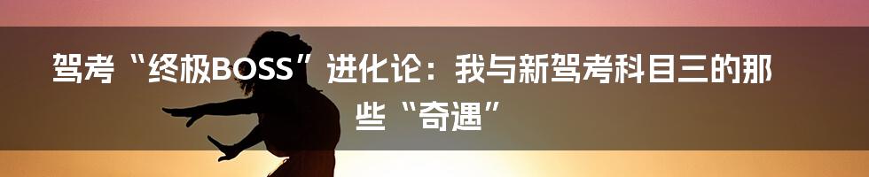 驾考“终极BOSS”进化论：我与新驾考科目三的那些“奇遇”