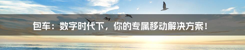 包车：数字时代下，你的专属移动解决方案！