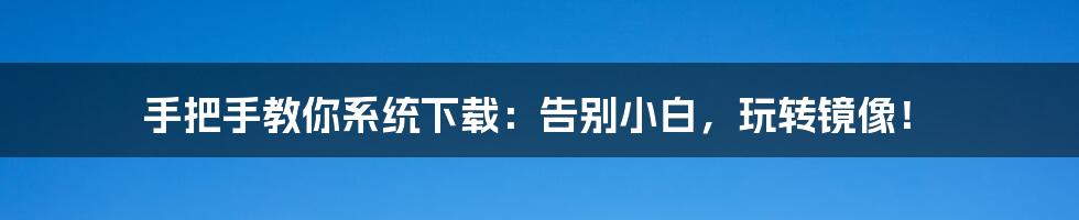 手把手教你系统下载：告别小白，玩转镜像！
