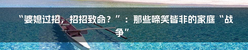 “婆媳过招，招招致命？”：那些啼笑皆非的家庭“战争”