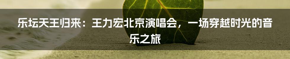 乐坛天王归来：王力宏北京演唱会，一场穿越时光的音乐之旅
