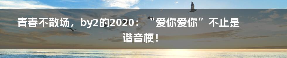 青春不散场，by2的2020：“爱你爱你”不止是谐音梗！
