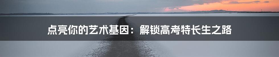点亮你的艺术基因：解锁高考特长生之路