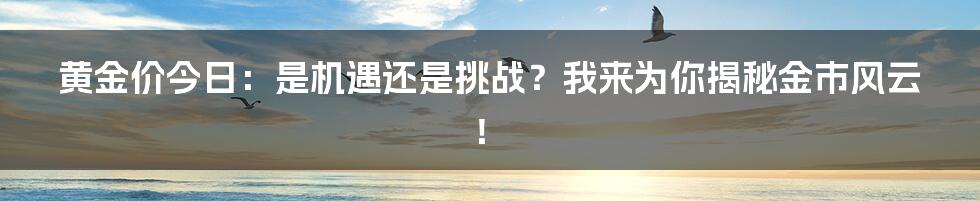 黄金价今日：是机遇还是挑战？我来为你揭秘金市风云！