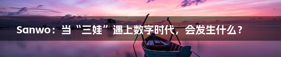 Sanwo：当“三娃”遇上数字时代，会发生什么？