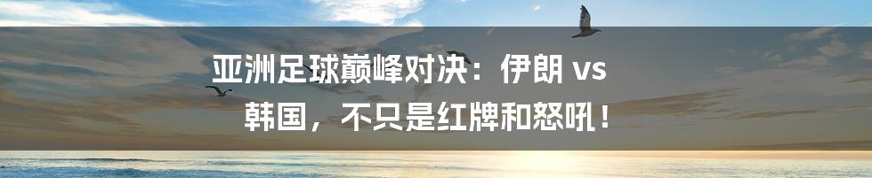 亚洲足球巅峰对决：伊朗 vs 韩国，不只是红牌和怒吼！