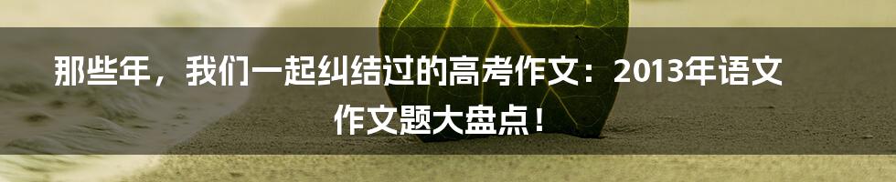 那些年，我们一起纠结过的高考作文：2013年语文作文题大盘点！