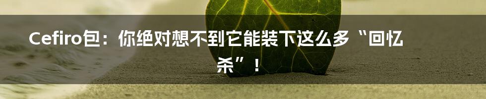 Cefiro包：你绝对想不到它能装下这么多“回忆杀”！