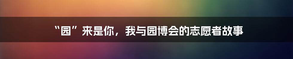 “园”来是你，我与园博会的志愿者故事