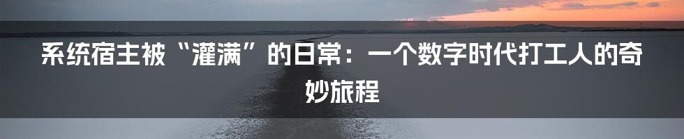 系统宿主被“灌满”的日常：一个数字时代打工人的奇妙旅程