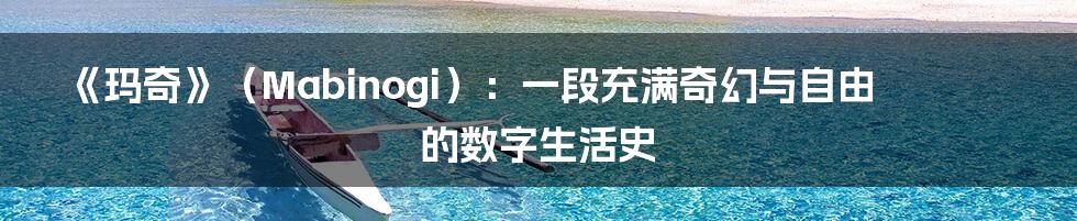 《玛奇》（Mabinogi）：一段充满奇幻与自由的数字生活史