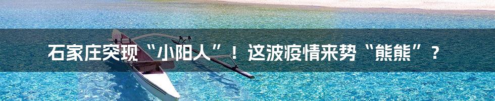 石家庄突现“小阳人”！这波疫情来势“熊熊”？