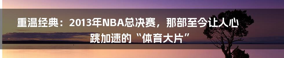 重温经典：2013年NBA总决赛，那部至今让人心跳加速的“体育大片”
