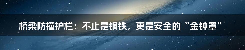 桥梁防撞护栏：不止是钢铁，更是安全的“金钟罩”