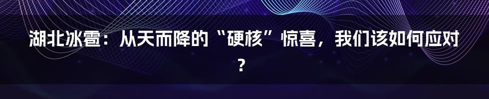 湖北冰雹：从天而降的“硬核”惊喜，我们该如何应对？