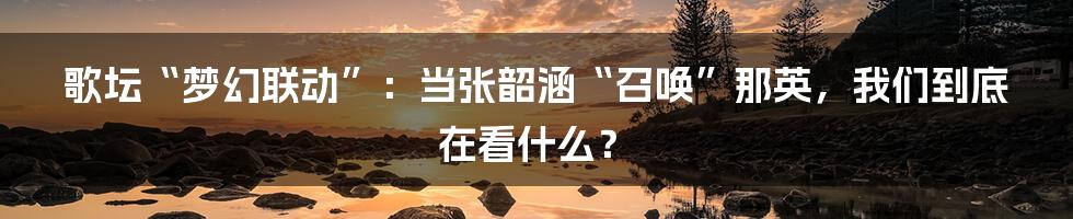 歌坛“梦幻联动”：当张韶涵“召唤”那英，我们到底在看什么？