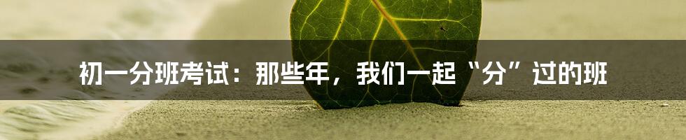 初一分班考试：那些年，我们一起“分”过的班