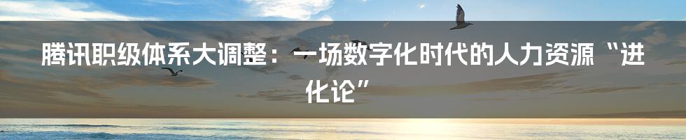 腾讯职级体系大调整：一场数字化时代的人力资源“进化论”