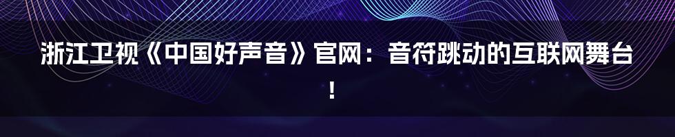 浙江卫视《中国好声音》官网：音符跳动的互联网舞台！