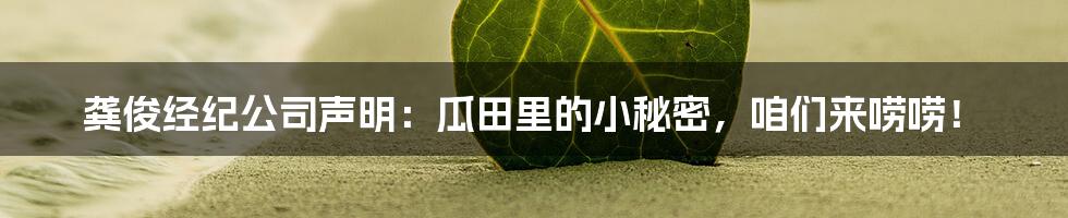 龚俊经纪公司声明：瓜田里的小秘密，咱们来唠唠！