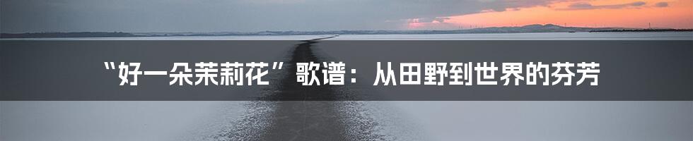“好一朵茉莉花”歌谱：从田野到世界的芬芳