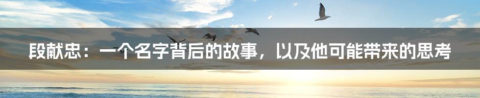 段献忠：一个名字背后的故事，以及他可能带来的思考
