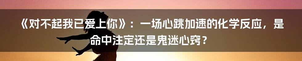 《对不起我已爱上你》：一场心跳加速的化学反应，是命中注定还是鬼迷心窍？