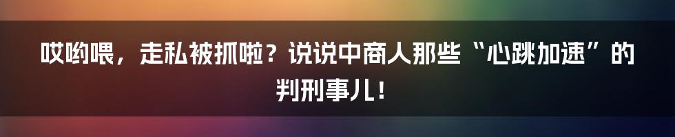 哎哟喂，走私被抓啦？说说中商人那些“心跳加速”的判刑事儿！