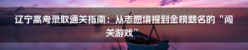 辽宁高考录取通关指南：从志愿填报到金榜题名的“闯关游戏”