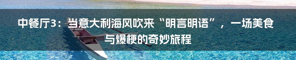 中餐厅3：当意大利海风吹来“明言明语”，一场美食与爆梗的奇妙旅程