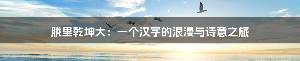 胧里乾坤大：一个汉字的浪漫与诗意之旅