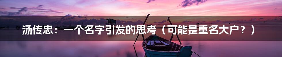 汤传忠：一个名字引发的思考（可能是重名大户？）