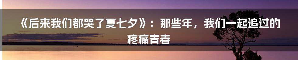 《后来我们都哭了夏七夕》：那些年，我们一起追过的疼痛青春