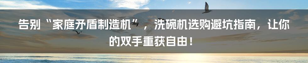 告别“家庭矛盾制造机”，洗碗机选购避坑指南，让你的双手重获自由！