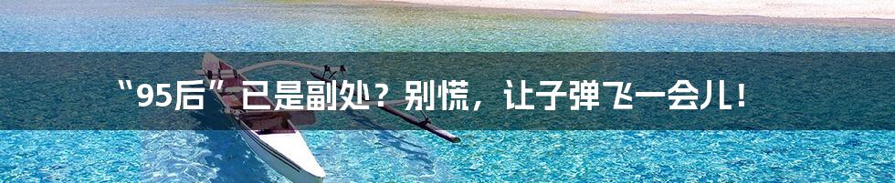 “95后”已是副处？别慌，让子弹飞一会儿！