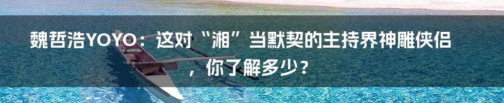 魏哲浩YOYO：这对“湘”当默契的主持界神雕侠侣，你了解多少？