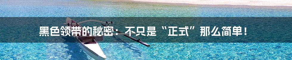 黑色领带的秘密：不只是“正式”那么简单！